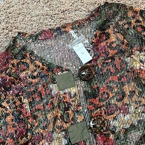 Mirror Image‎ Women's 1X Animal Floral Print Kimono Cardigan New w/ Tags